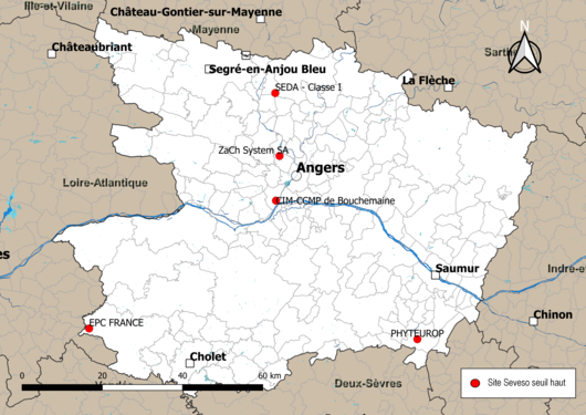 Carte des sites Seveso seuil haut.