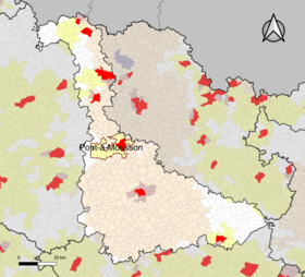 Localisation de l'aire d'attraction de Pont-à-Mousson dans le département de Meurthe-et-Moselle.