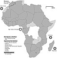 Map of Africa showing the current status as at August 2008 of the Children's Charter.