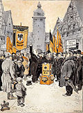 « Eiserne Front Feier » (« Manifestation du Front de fer ») : caricature du mouvement social-démocrate antinazi, 1931.