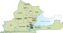 Map of the Local Governement Areas of Lagos; Apapa highlighted