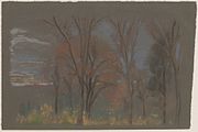Autumn Woods, pastel on dark brown wove paper (18.4 x 27.8 cm)
