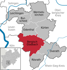 Läget för Bergisch Gladbach i Rheinisch-Bergischer