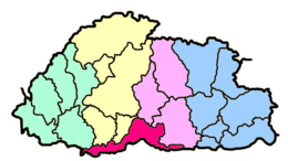 Locatie van het district Sarpang in Bhutan