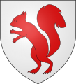 D'argento, allo scoiattolo rampante di rosso (stemma della famiglia Fouquet)