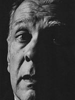 Jorge Luis Borges, vyfotografovala Sara Facio v Argentinské národní knihovně v roce 1968, kde byl Borges ředitelem.