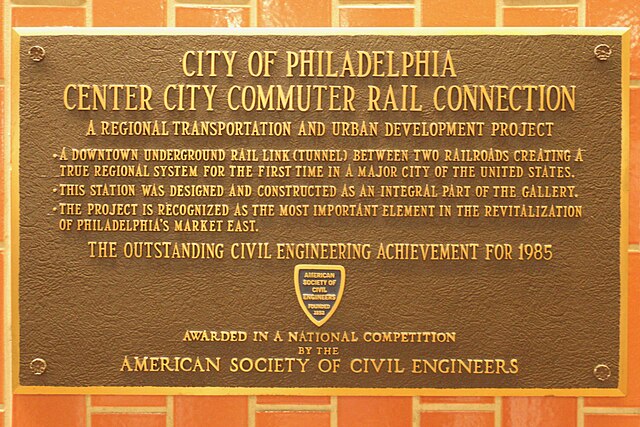 Plaque from the American Society of Civil Engineers in Jefferson Station