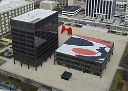 Calder Plaza, where the Grand Rapids City Hall is located. Calder Plaza, Grand Rapids City Hall.jpg