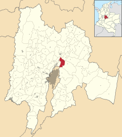 Location of the municipality and town inside Cundinamarca department of Colombia