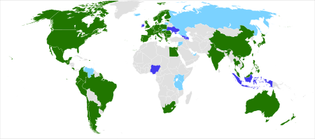 各国におけるクリエイティブ・コモンズ・ライセンスの利用可能状況を示した地図