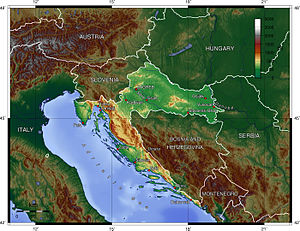 English: Topographic map of Croatia Deutsch: T...