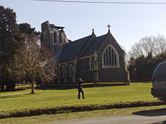 Iglesia de Hororata en Christchurch, con su torre derrumbada.