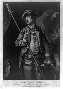 David Wooster, commandant en chef de l'Armée provinciale contre le Québec, gravure, ca. 1776 [3],[note 5]