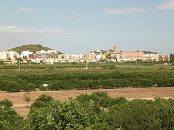 El Puig with its two wooded hills and the monastery in the centre