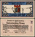 25 Pfennig Notgeldschein der Stadt Flensburg (1920), Vorschau auf die Volksabstimmung am 14. März 1920 als Wettbewerb im Tauziehen