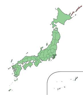 Poloha prefektury Čiba na mapě Japonska