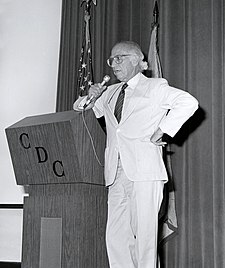 Jonas Salk during a 1988 Centers for Disease Control visit