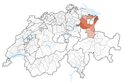 Map of Switzerland, location of کانتون سنت گالن highlighted