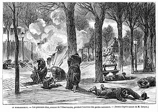Bombardement avenue de l'Observatoire - Dessin paru dans Le Monde Illustré le 21 janvier 1871