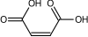 Maleic acid consists of two double-bonded carbon atoms capped on both sides by carboxylic acid groups C O O H; thus, its chemical formula is C O O H C H C H C O O H. It has two ionizable hydrogen atoms and thus two p K As. The central double bond is in the cis configuration. This holds the two carboxylate groups close enough so that when one group is protonated and the other deprotonated, a strong hydrogen bond can be formed between the two groups. This makes the mono-protonated species much more stable than the corresponding species of the trans isomer, fumaric acid.