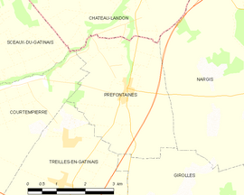 Mapa obce Préfontaines