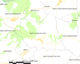 Mapa obce Saint-Julien-de-Jonzy
