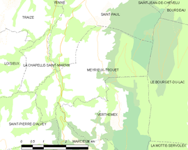 Mapa obce Meyrieux-Trouet