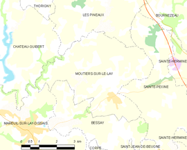 Mapa obce Moutiers-sur-le-Lay