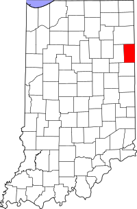 Locatie van Adams County in Indiana