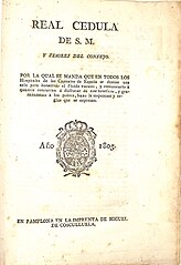 Real Cédula de 1805 relativa a la conservación y dispensación del "fluido vacuno"