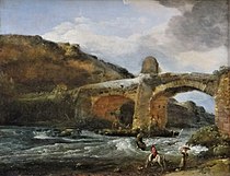 Le vieux pont sur le torrent by Hubert Robert. Late 18th century