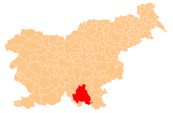 Localização do município de Kočevje na Eslovênia