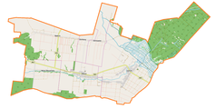 Mapa konturowa gminy Obsza, blisko centrum na prawo znajduje się punkt z opisem „Parafiapw. św. Jozafata Kuncewiczaw Zamchu”