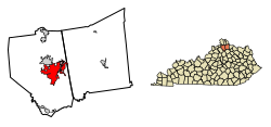 Location of Williamstown in Grant County, Kentucky.