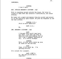 Screenplay sample, showing dialogue and action...