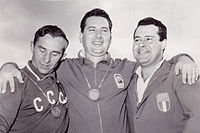 Rossini (rechts) mit Sergei Kalinin und Ion Dumitrescu (1960)