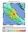 Seismische Karte des Erdbebens