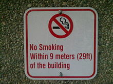 Posted sign to avoid passive smoking in York University, Toronto, Ontario, Canada Smoking.jpg