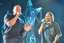 Dr. Dre performing with Snoop Dogg, 2012 Snoop Dogg and Dr. Dre.jpg
