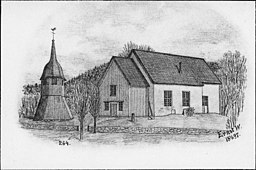 Kyrkan på teckning från 1897.