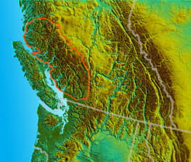 Pacific Ranges as defined in S. Holland Landforms of British Columbia