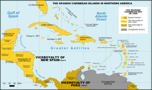 Spanish Caribbean Islands in the American Viceroyalties 1600.png
