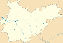 Mapa konturowa Tarn i Garonny, blisko centrum na dole znajduje się punkt z opisem „Montauban”