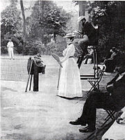 The first female Olympic Champion, Charlotte Cooper, who won both the singles and mixed doubles tennis titles.