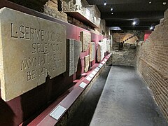 Latin funerary epitaphs on the basement gallery wall