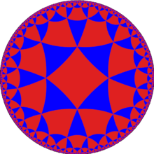 A tessellation of the hyperbolic plane by triangles and squares. Uniform tiling 433-t0.png