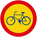 Segnale con sfondo giallo, simbolo blu senza alcuna barra obliqua