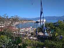 View of the port of Aigio from the gardens of the shrine of Panagia Trypiti