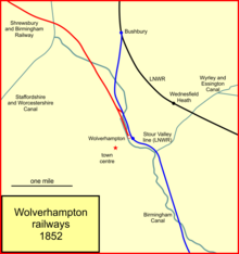 Wolverhampton railways in 1852 Wolverhampton railways in 1852.png