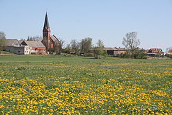 Panorama of Złotoria with the Saint Adalbert church